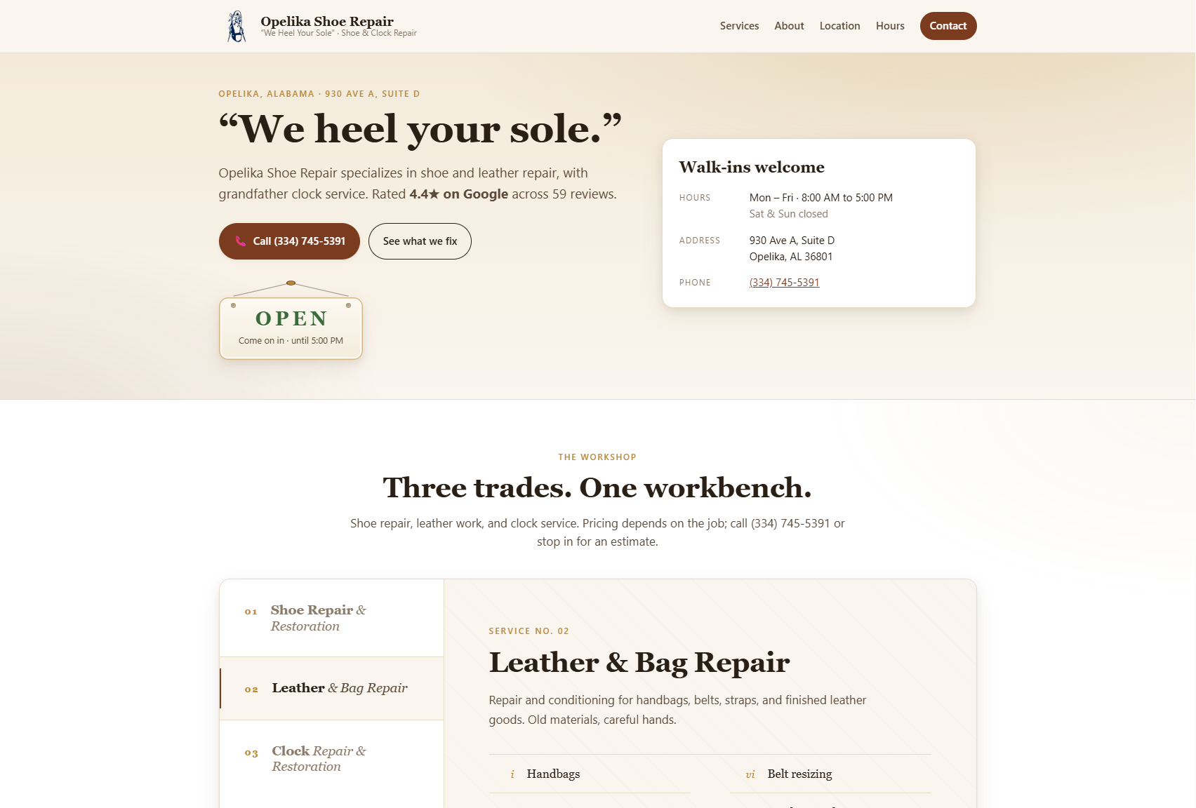 Opelika Shoe Repair homepage