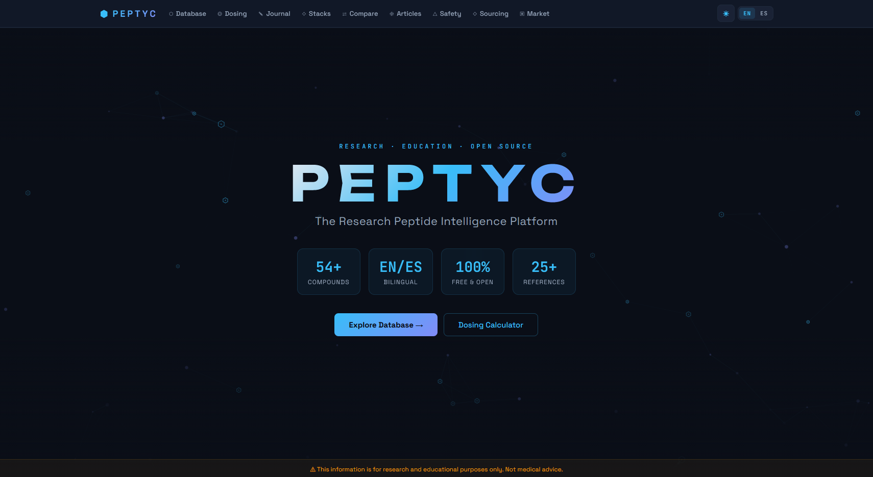 Peptyc — The Research Peptide Intelligence Platform